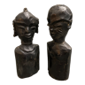 Pair of wooden statuettes sculptures of african couple 1960
