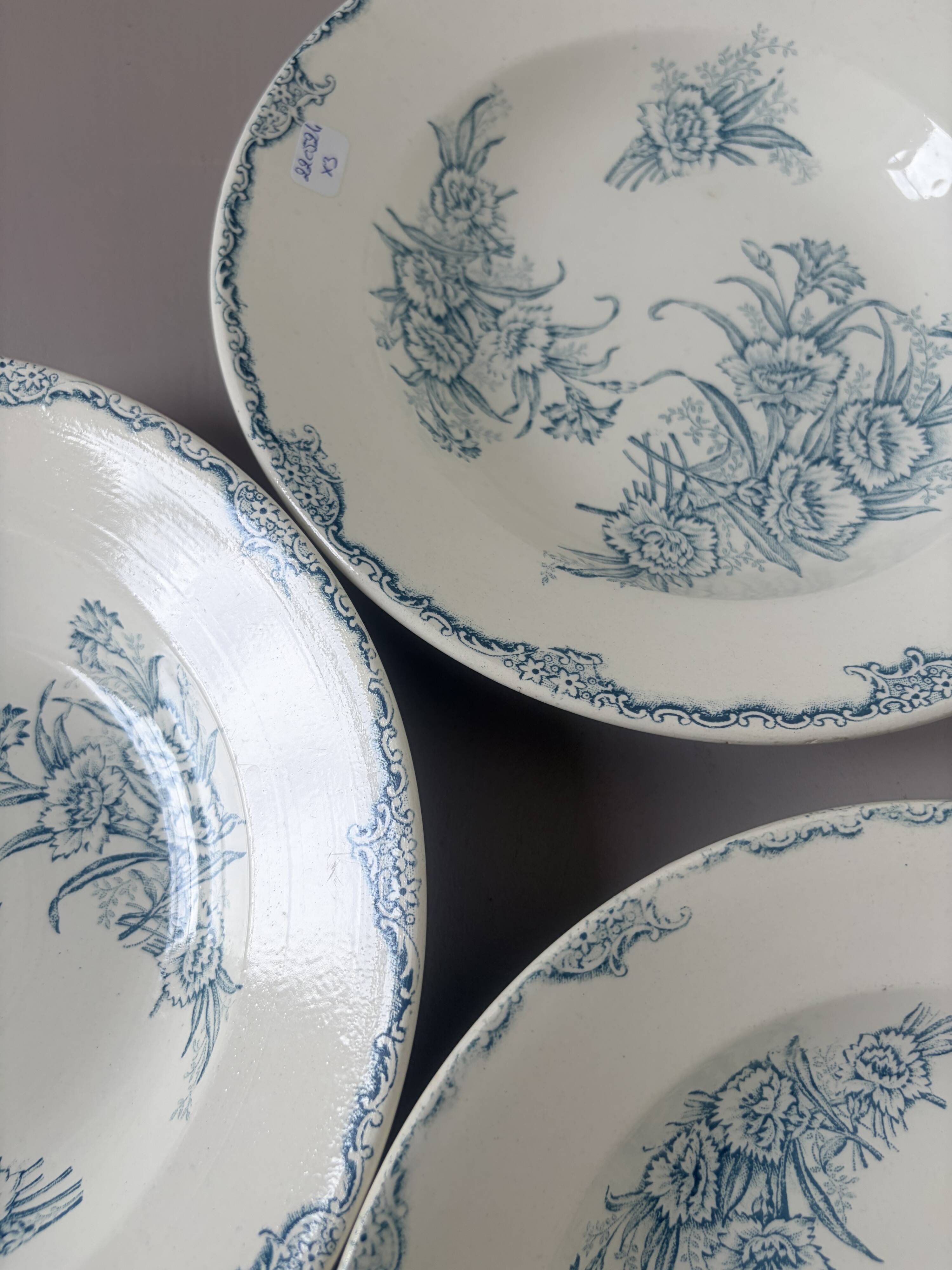 3 vintage deep plates in ironstone by L&G model Oeillets 220524