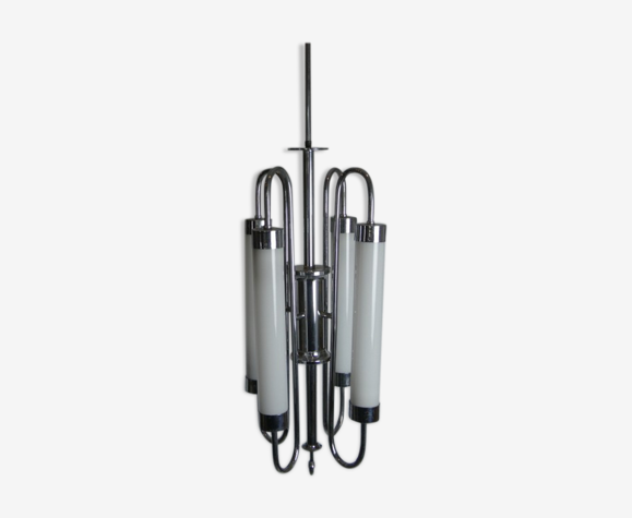 Lustre tubulaire chrome bauhaus