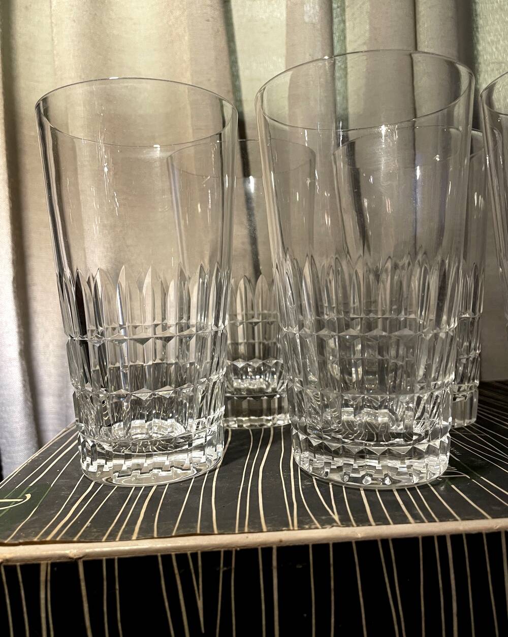 Set of 6 daum crest crest long drink orangeade glasses