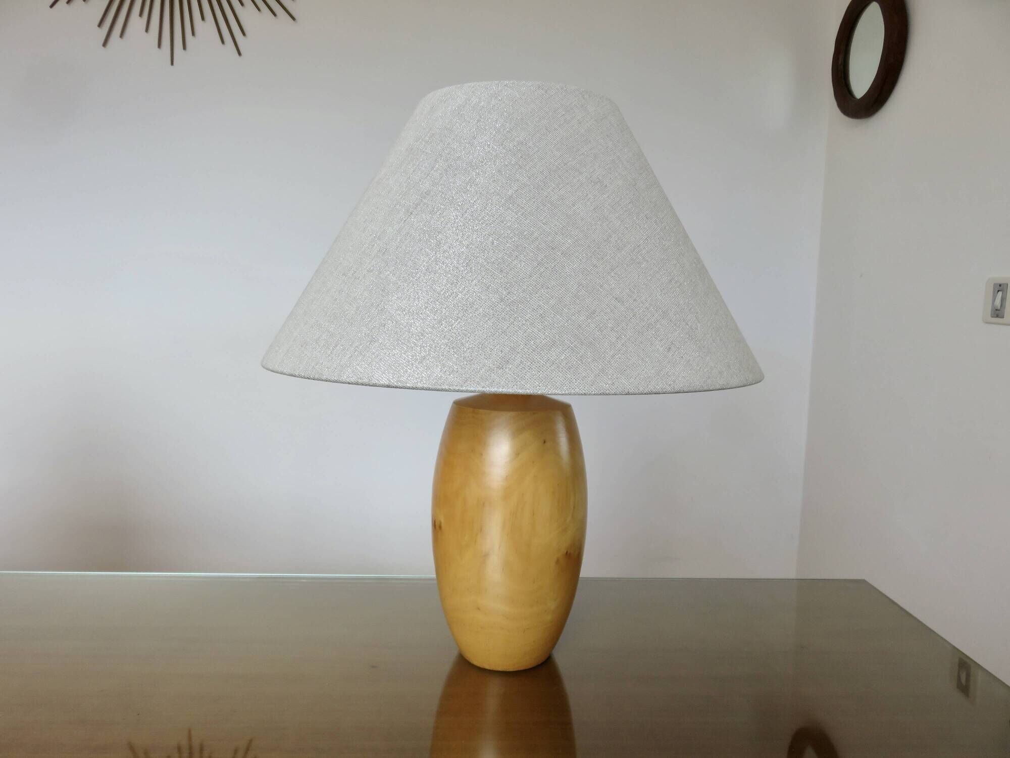 Lampe en orme massif, années 80