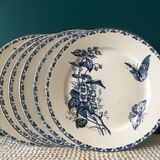 Set of 6 flat plates Sarreguemines "Carmen"