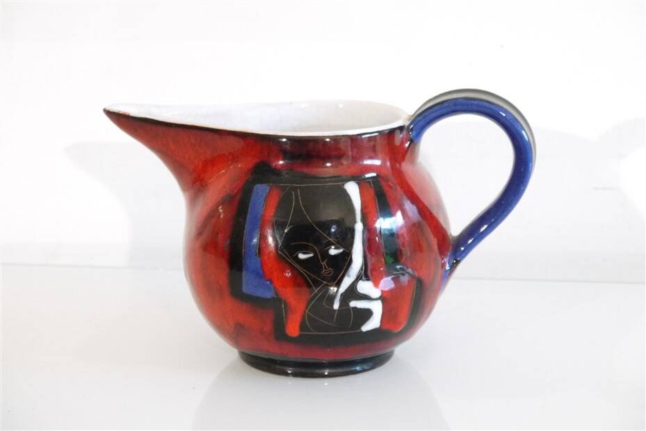 Italian vase with ceramic handle 1960