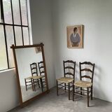 Pair of rustic oak straw chairs