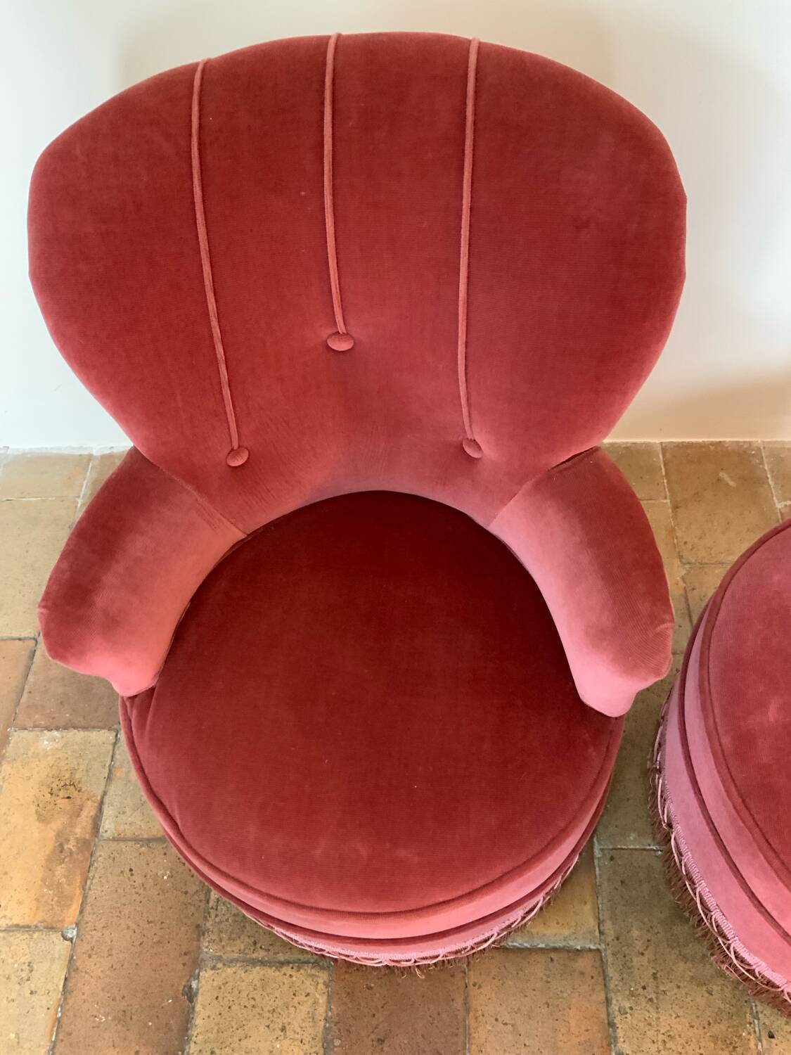Pair of toadstool armchairs