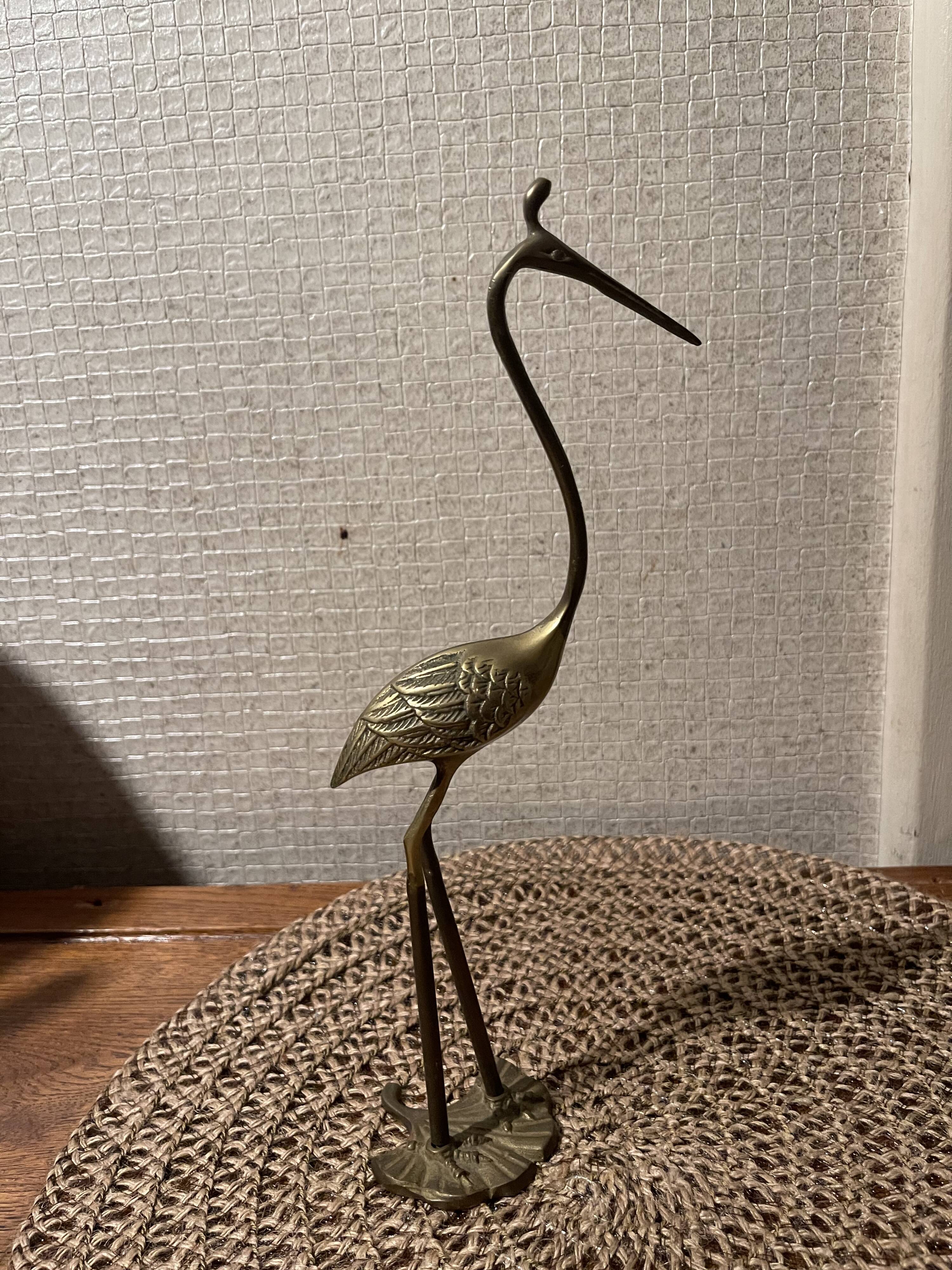 Statuette héron en laiton dorée vintage année 60/70