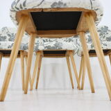1960s Set of Four Oswald Haerdtl dining Chairs in Fabric ,Czechoslovakia