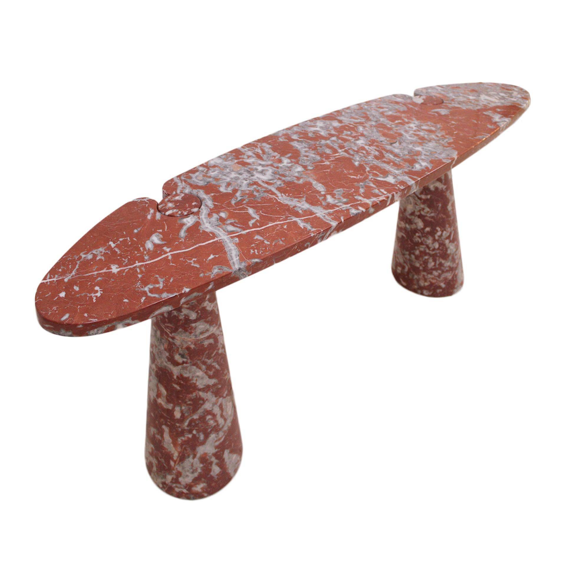 Mid Modern Angelo Mangiarotti Italian Eros Pair of Consoles tables in Red Marble
