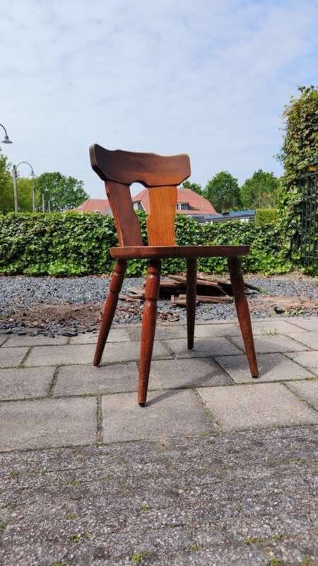 Vintage Brutalist Stube solid wood dining chair