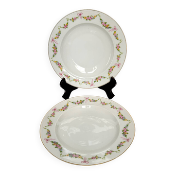 Paire d'assiettes creuses par EPIAG | rubans/nœuds et guirlandes