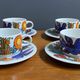 Set of 4 Mokka cups and saucers, acapulco design by villeroy & boch.
