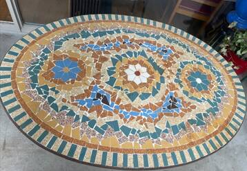 Mosaic garden table, 1950s, craftsman from Drôme