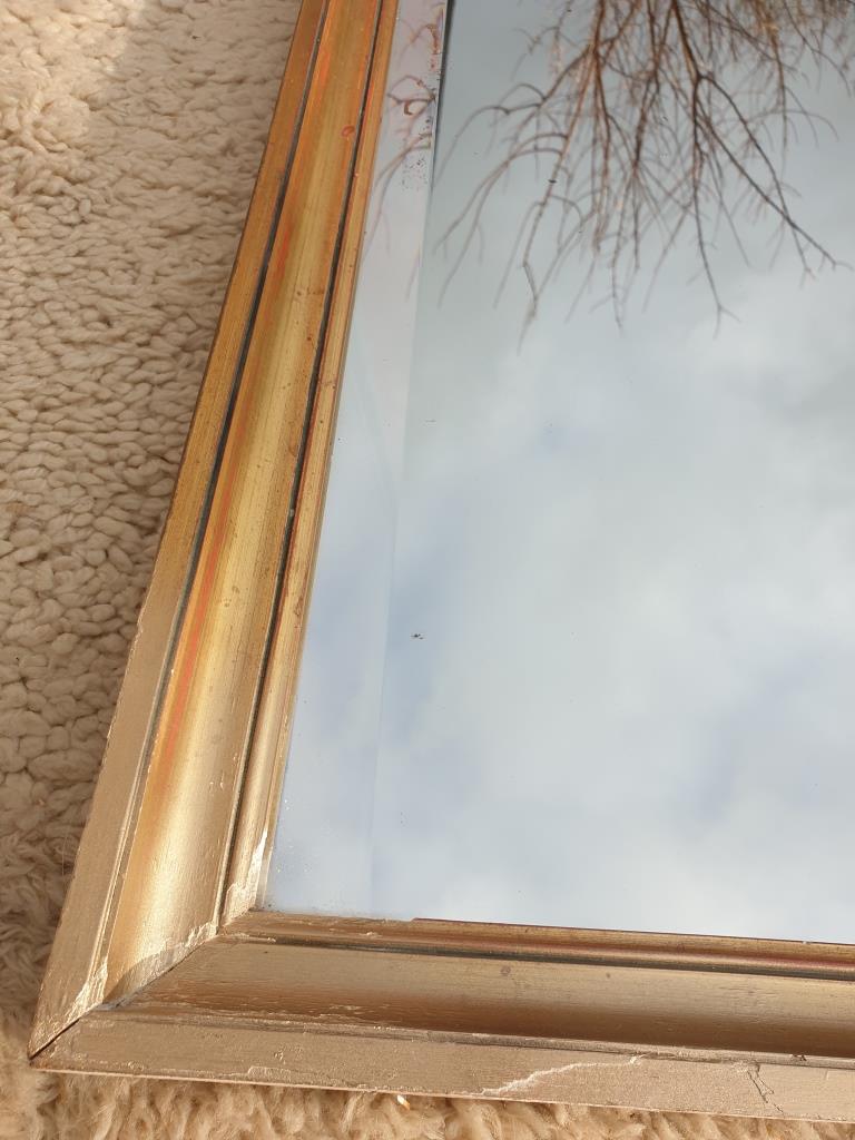 Beveled mirror gilded frame 140x42