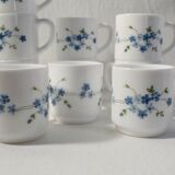 Set of 10 Arcopal espresso coffee cups - Forget-me-not pattern
