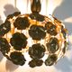 Hanging lamp with flowers in gilded metal, 60/70 years