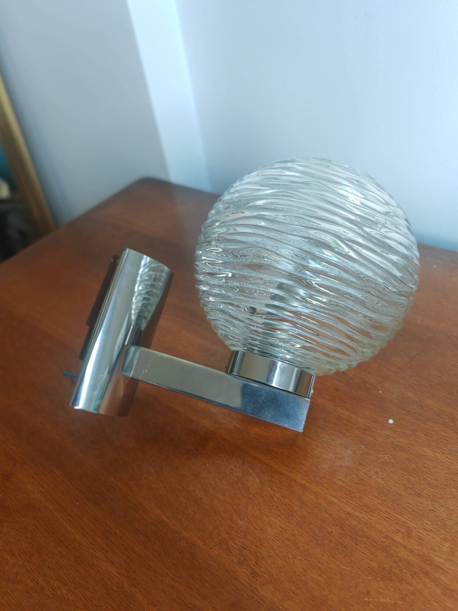 Vintage Space Age wall light 70s – Chrome metal & glass globe