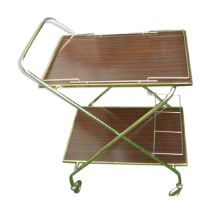 Desserte roulante pliante dorée
