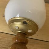 Portuguese opaline glass and wood wall sconce light