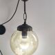 Vintage Amber Glass Suspension Globe with Floral Engravings 70s Retro Chic Style