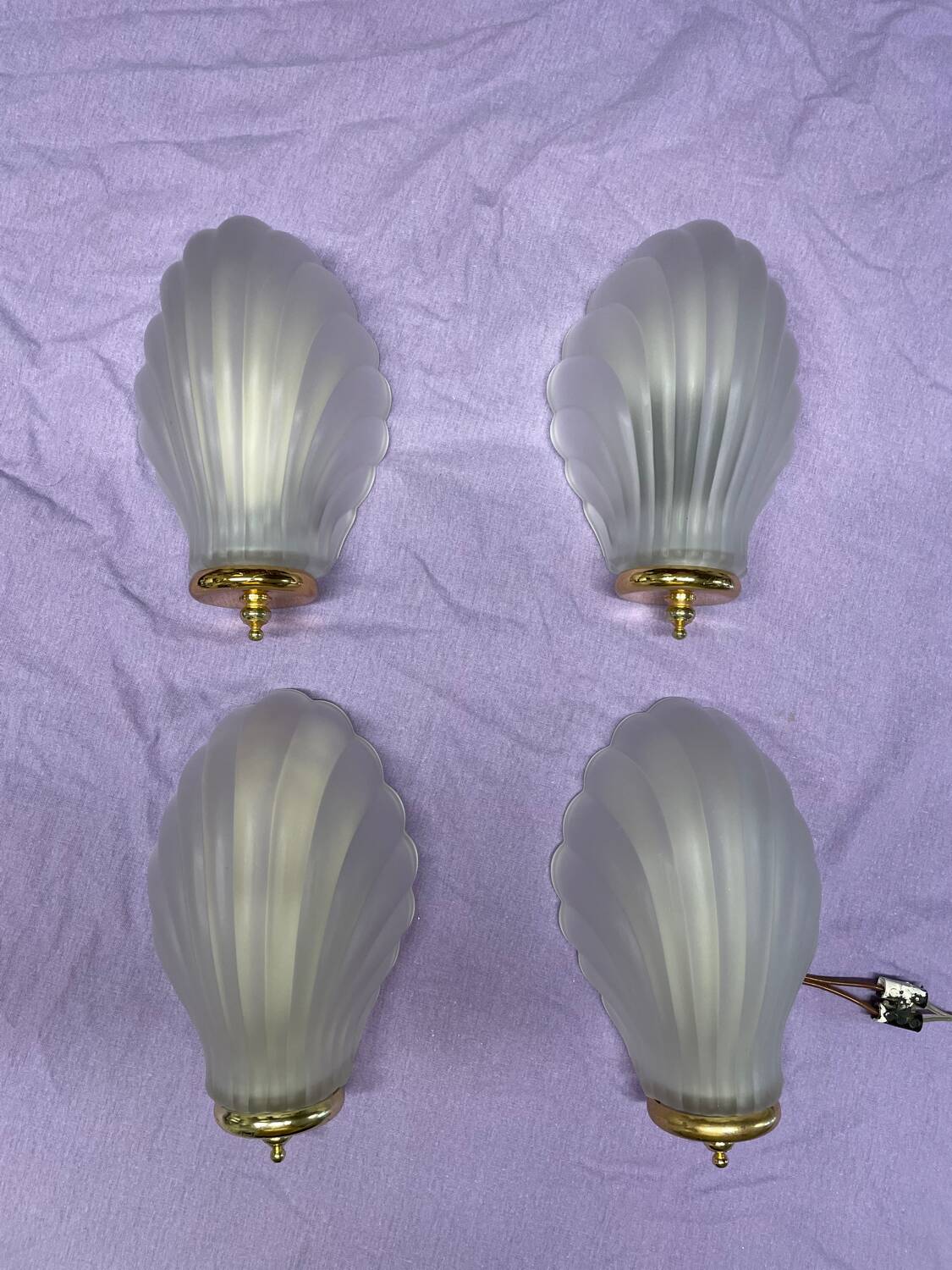 4 pressed glass wall lights with shell decor