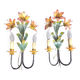Paire appliques anciennes lampes XX tôle Fleurs Lys vintage 20ème