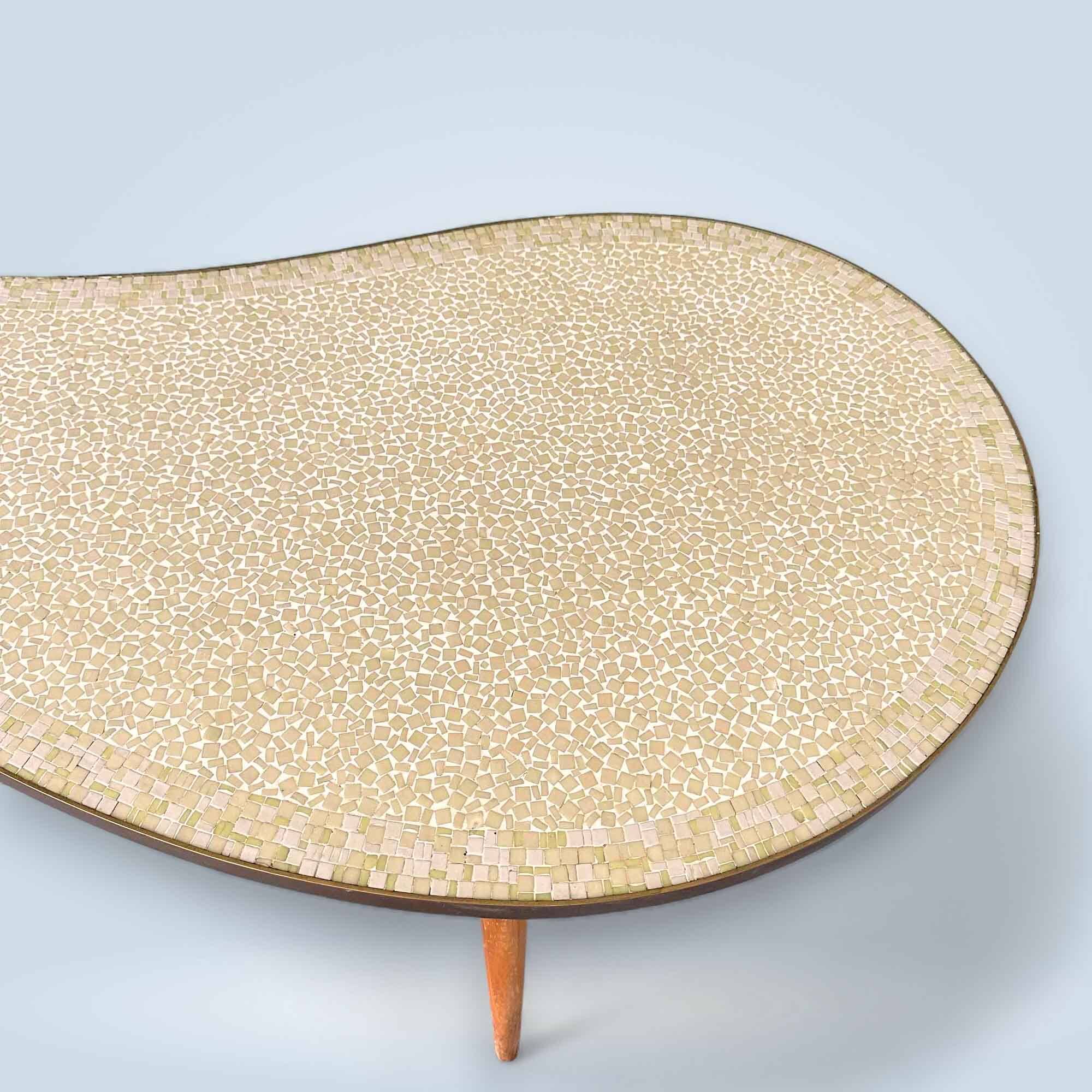 Kindey Shaped Coffee Table with Mosaic Tiles