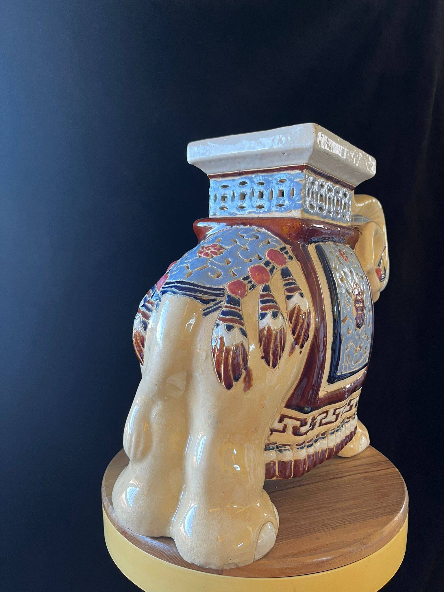 Elephant plant pot ceramic 1970s - xl - blue -