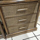 Set 1970 vintage bamboo display case plus shelf