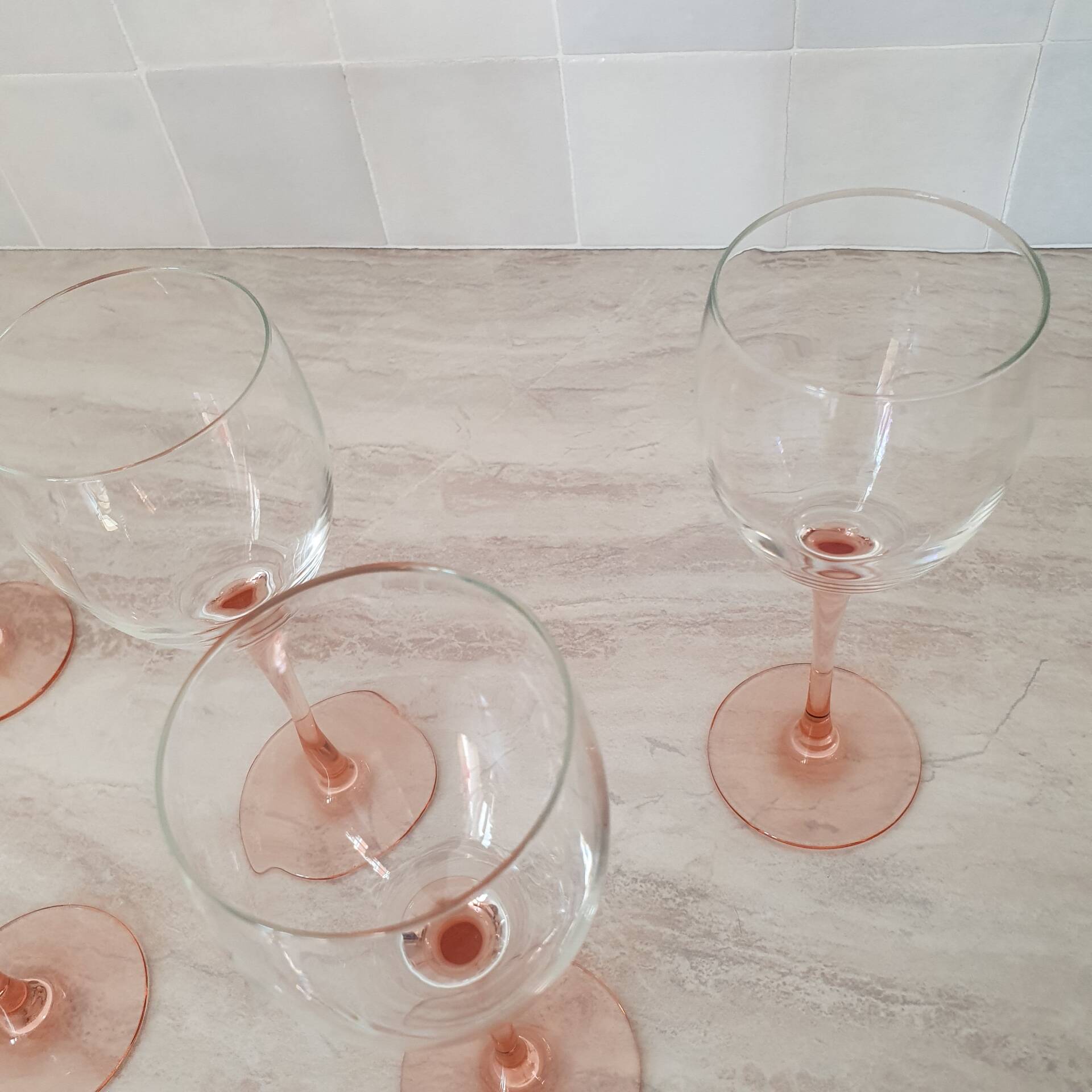 6 Verres à vin / verre à pied Rose