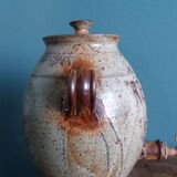 Vinaigrier pot alcohol jar signed Jean-Pierre Prud’homme stoneware from Puisaye
