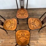 Lot 4 chairs bistrot wood curve stamp tuna and decor seat art nouveau