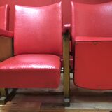 Chairs cinema years 50-60 imitation leather 3 Chair and a folding seat