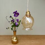 Vintage tulip pendant light in amber glass