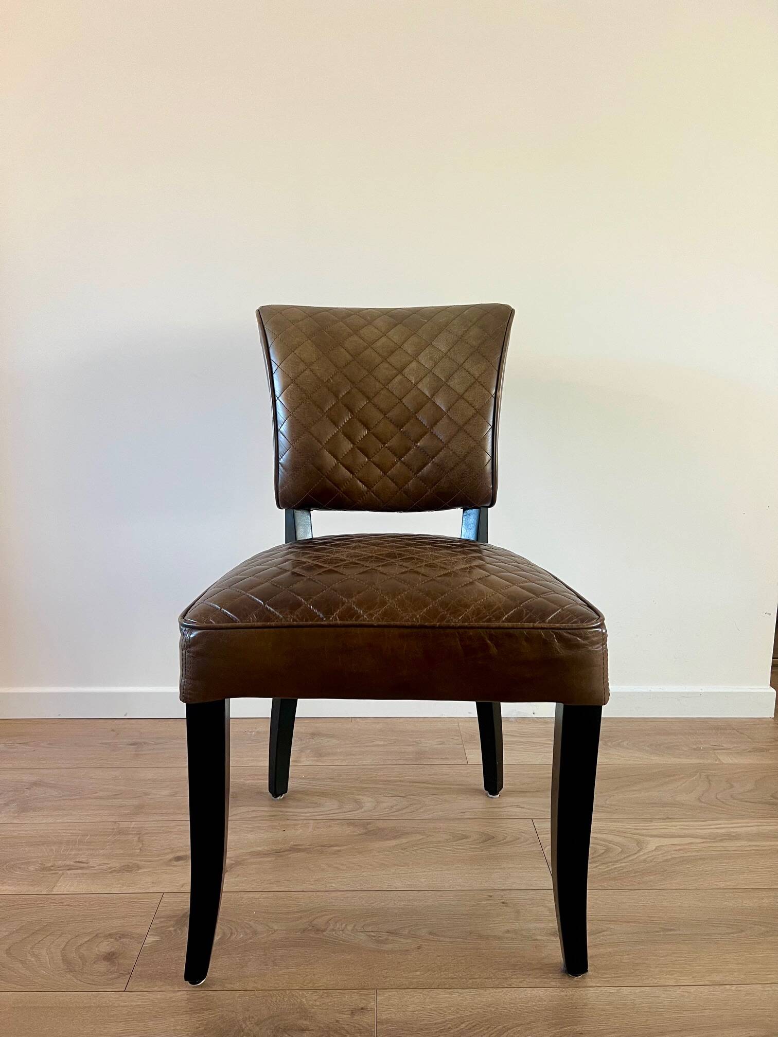 Set of 4 leather Chesterfield dining chairs