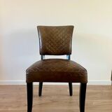 Set of 4 leather Chesterfield dining chairs
