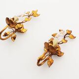 Pair of vintage gilt leaf sconces by Hans Kögl