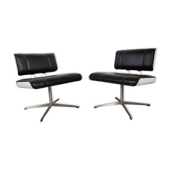 Paire de fauteuils en cuir , années 80/90