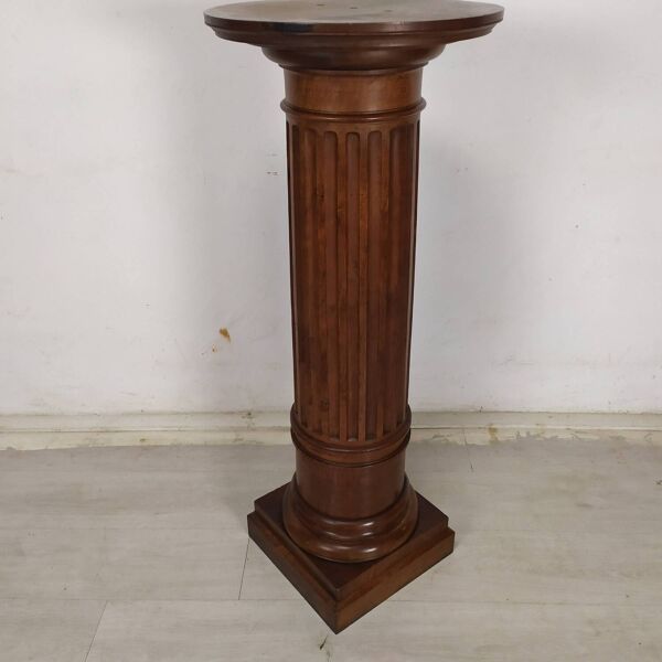 Sellette colonne antique noyer