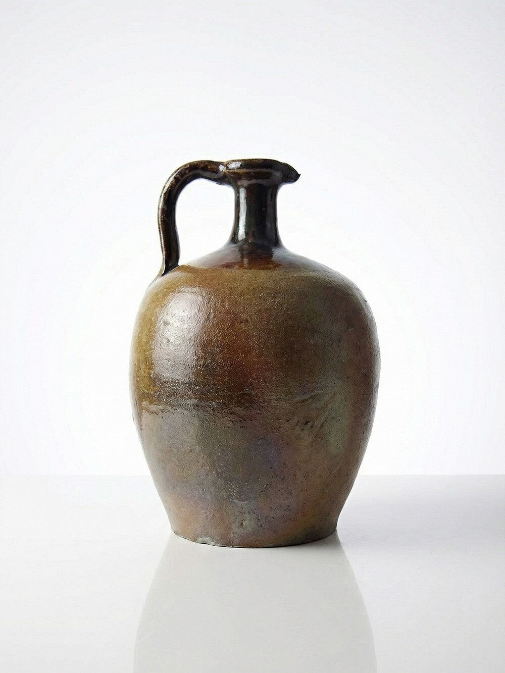 Ancient cruche from the 19th-20th century, artisanal glazed stoneware from Puisaye.