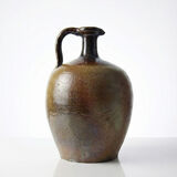 Ancient cruche from the 19th-20th century, artisanal glazed stoneware from Puisaye.