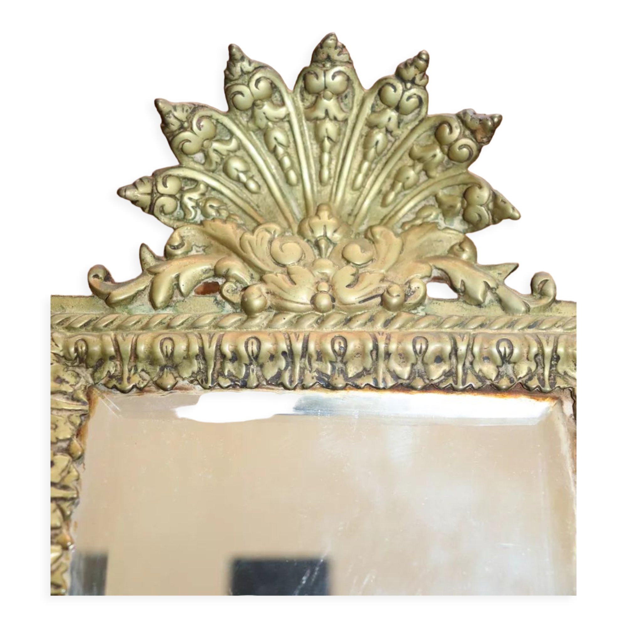 Paire de miroirs biseautés en bronze louis XIV