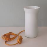 Memphis style white opaline cylindrical table lamp, 1970-1980
