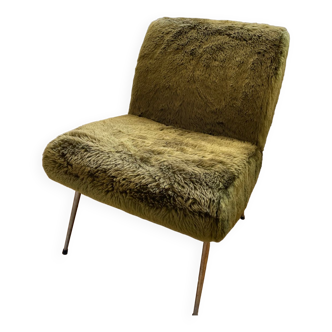 Fauteuil vintage en fausse fourrure