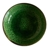 Aegitna hollow dish on heel in green glazed earthenware