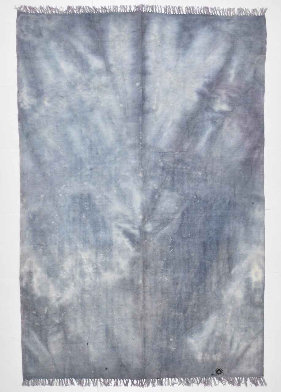 5x7 distressed gray blue hemp carpet232x156cm