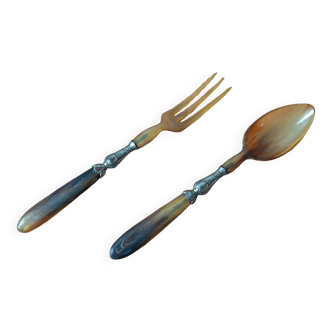 Antique horn and metal cutlery from 1900