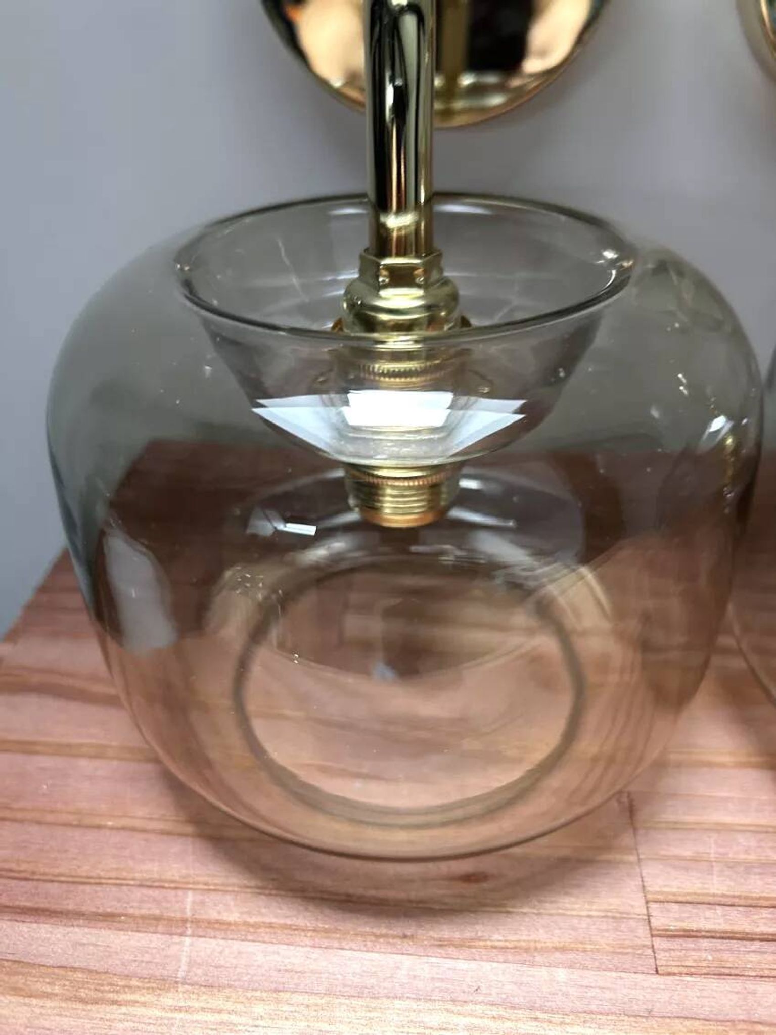 Pair of vintage smoked glass wall lights