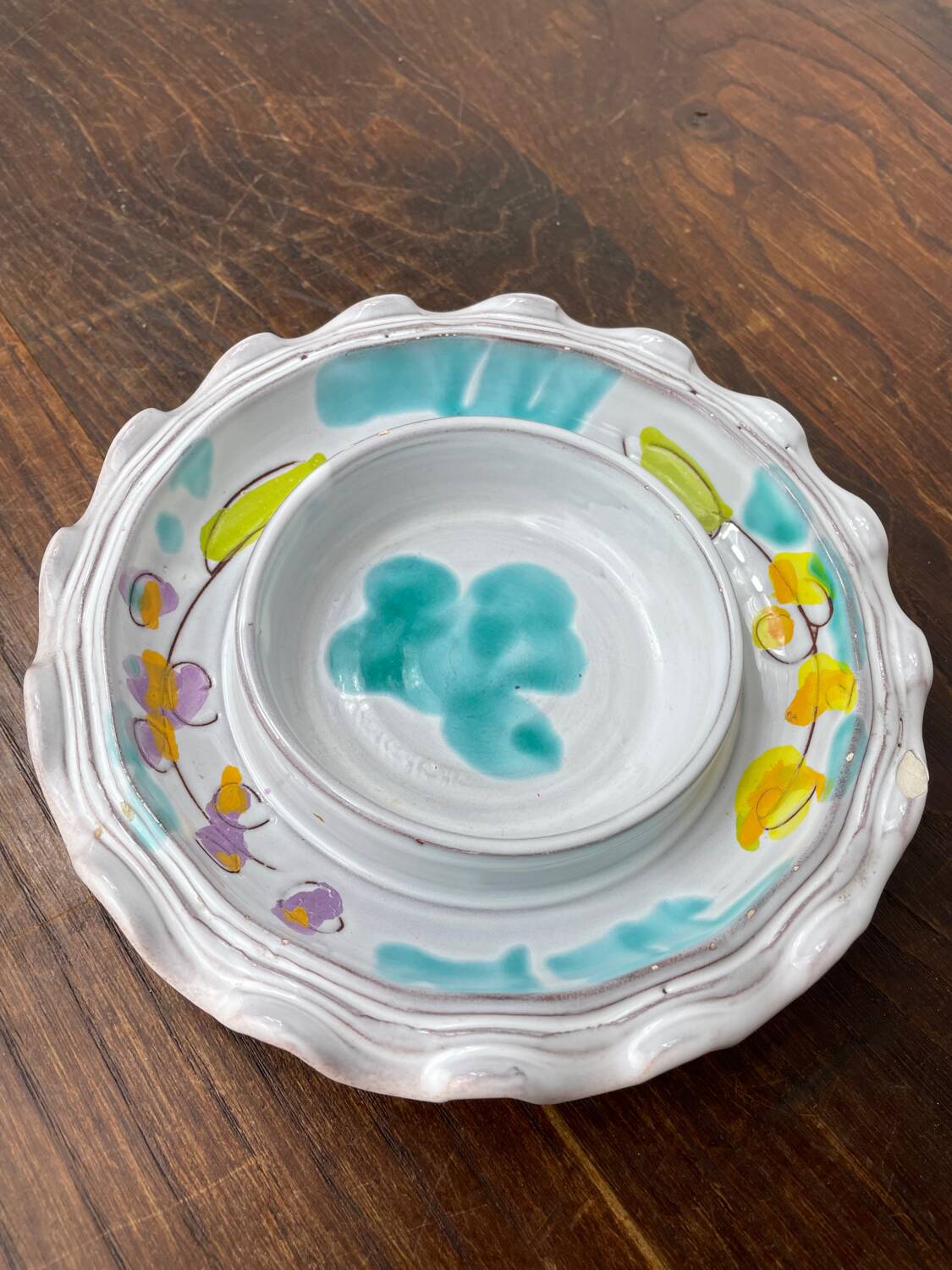 Vallauris ceramic corolla butter dish