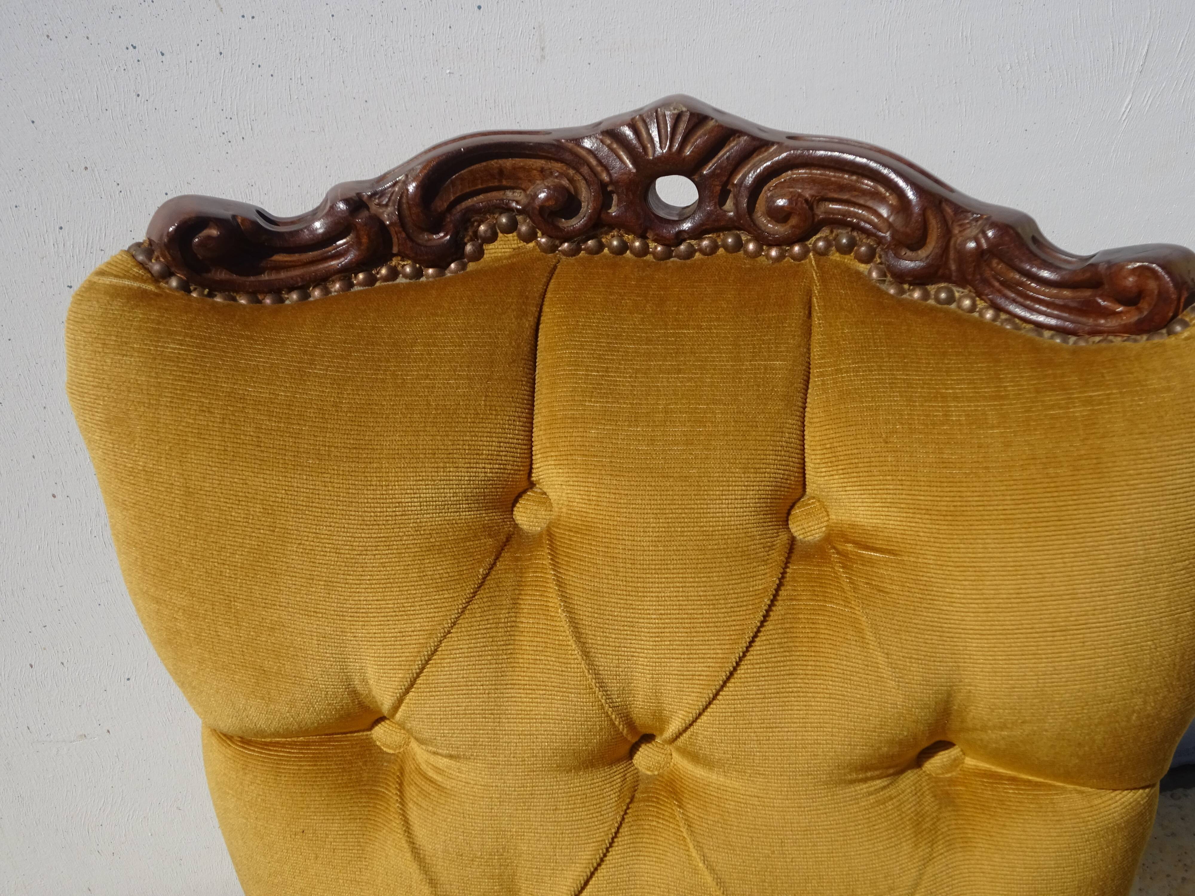 Golden yellow velvet armchairs