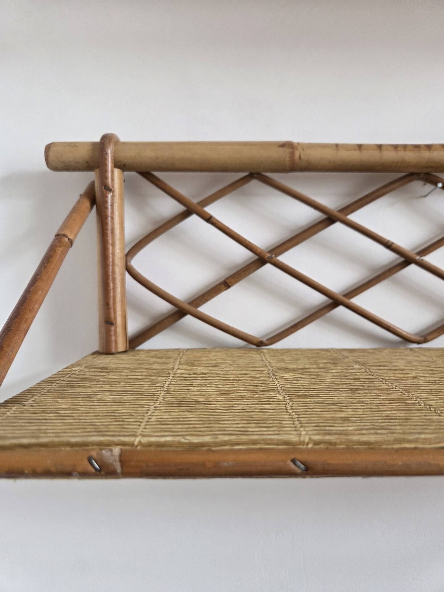 Pair of rattan shelves, 1950s/60s